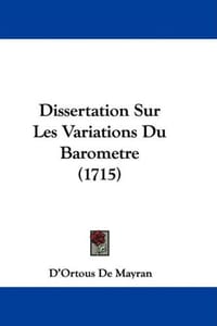 Dissertation Sur Les Variations Du Barometre