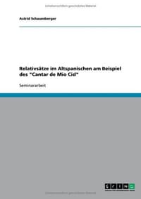 Relativsatze Im Altspanischen Am Beispiel Des "Cantar de Mio Cid"