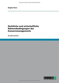 Rechtliche Und Wirtschaftliche Rahmenbedingungen Des Konzernmanagements